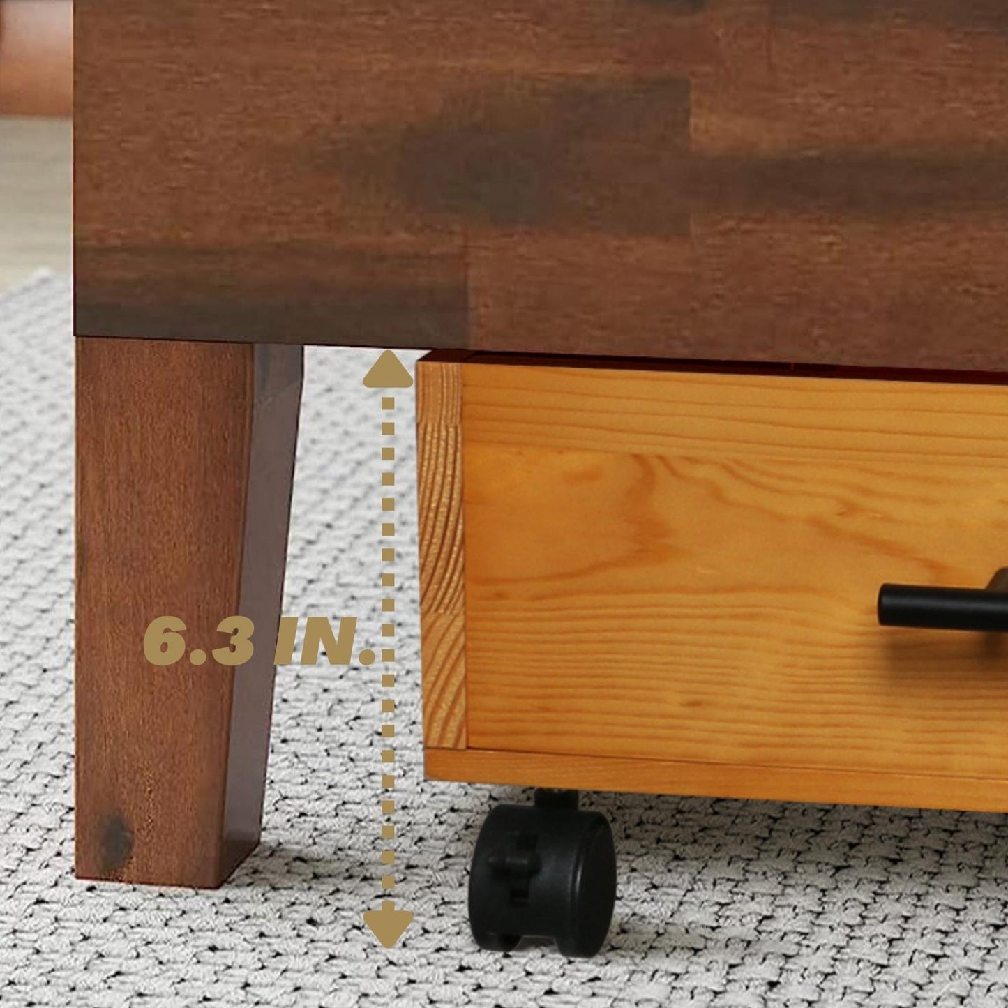 Ofiray-home 2-Pack Solid Wood Under Bed Storage with Wheels, Underbed Drawers Underneath with Handle - Wooden Crate Clothes Storage Containers Organizer (Light Brown) - Fits Any Size Bed