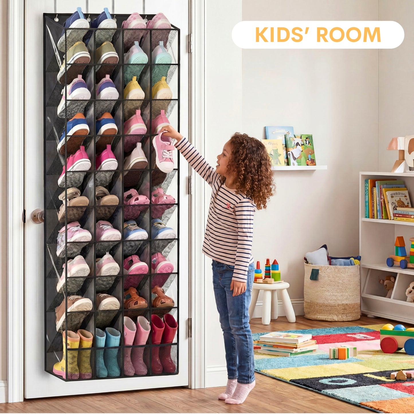 30-40 Pairs Over the Door Shoe Organizer, Clear Large Pockets Hanging Shoe Rack, Space-Saving Closet Door Organizer Fits Boots,Sneakers or Larger Shoes,Shoe Storage for Bedroom,Small Closet,Entryway