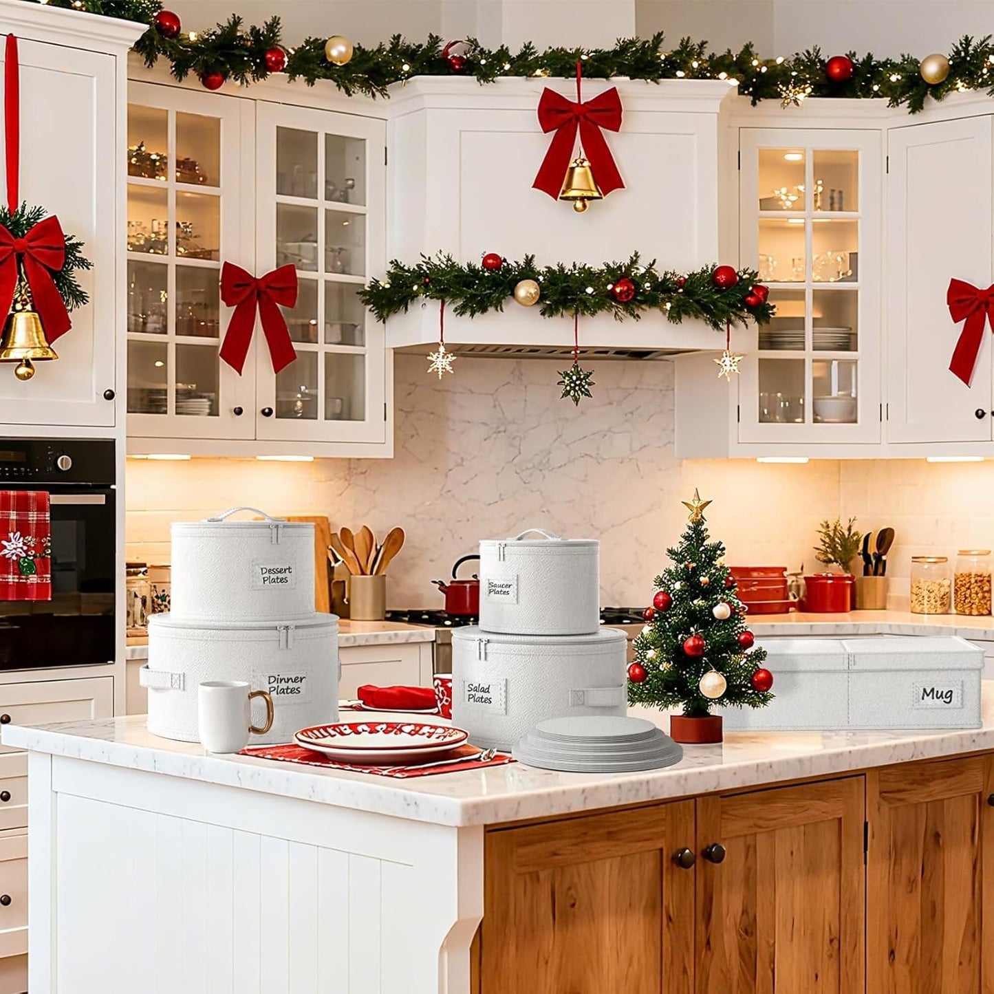 China Storage Containers, Hard Shell Dish Storage Containers with 48 Felt Dividers, 5 Piece Dish Organizers for Dinner Plates, Saucers & Mugs, Perfect for Seasonal Storage & Moving Supplies