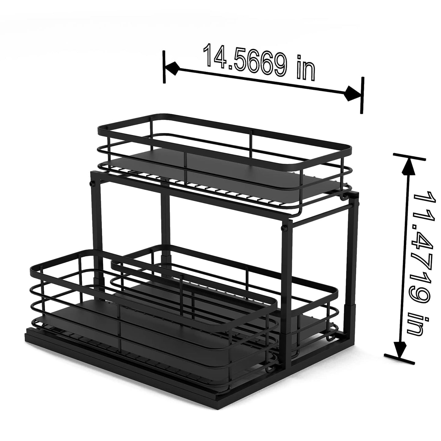 Under Sink Organizer - 3-Basket Pull Out Kitchen Organization, 2 Tier Cabinet Organizers and Storage, Slide Out Spice Rack, Countertop Shelves for Bathroom, Toilet, Pantry, Laundry Room, Black(1 Pack)