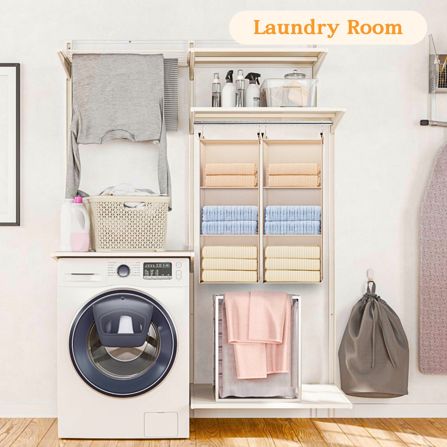 Ofiray-home Pure Cotton Dual Hanging Closet Organizer, 2-Pack 3-Tier Breathable Storage Bags for Wardrobe, RV, Nursery, Small Closets. Heavy-Duty 100% Cotton, Natural Beige