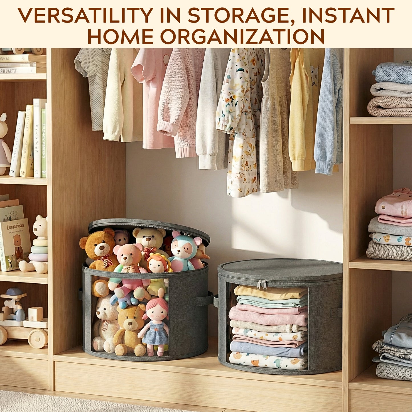 Ofiray-home 2 Pack Large Clear Hat Storage Boxes, Hold up to 7-9 Hats, Hat Organizer for Closet, Sturdy & Foldable, Hat Box with Carrying Handles for Round Brim, Wide-Brim, Cowboy, Sun Hat