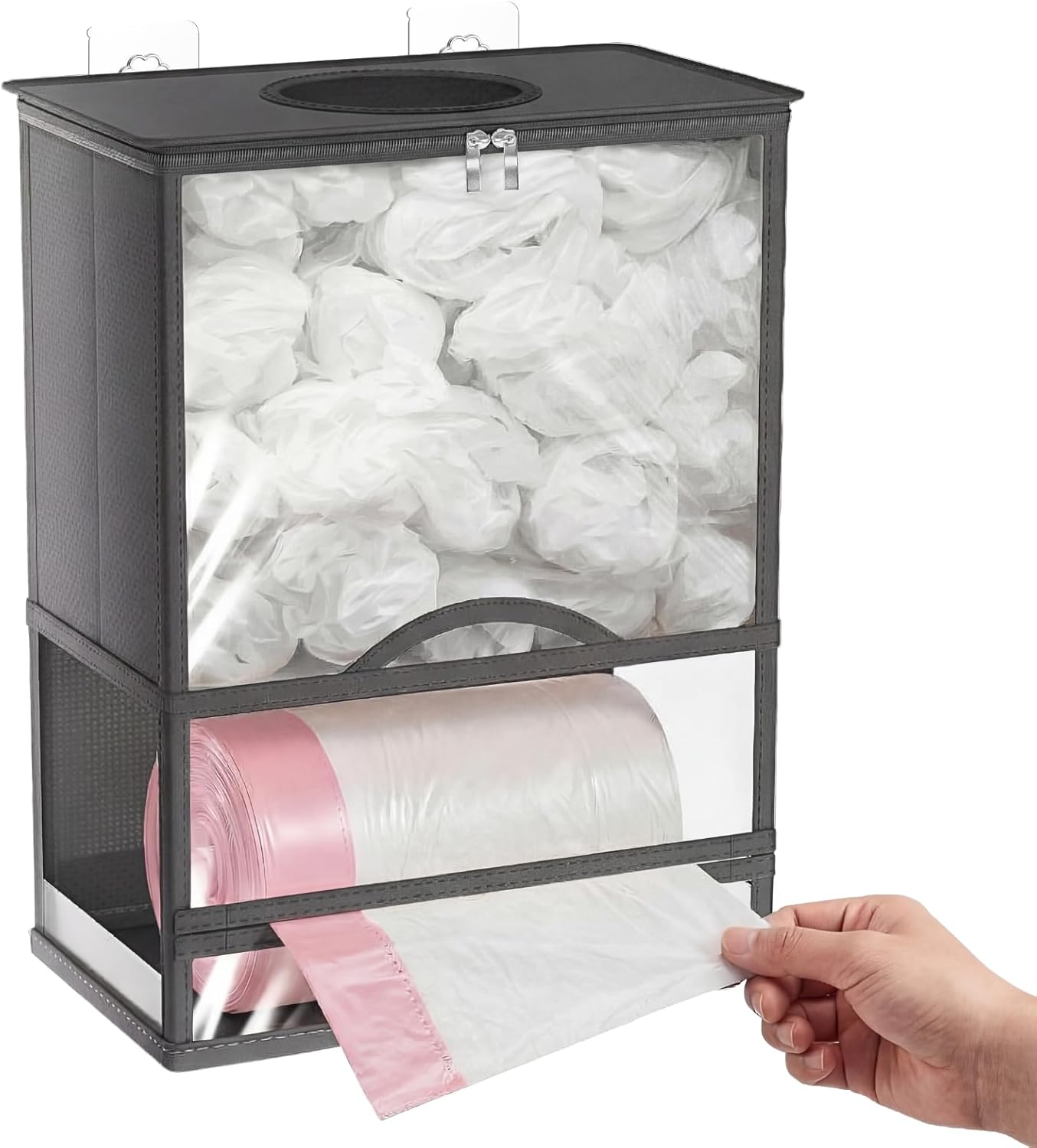 Ofiray-home Wall Mount Plastic Bag Holder - Extra Large 2 in 1 Durable Trash Bag Holder with Trash Roll Dispenser Paper Towel Roll for Home Kitchen Closet Cabinets Sink