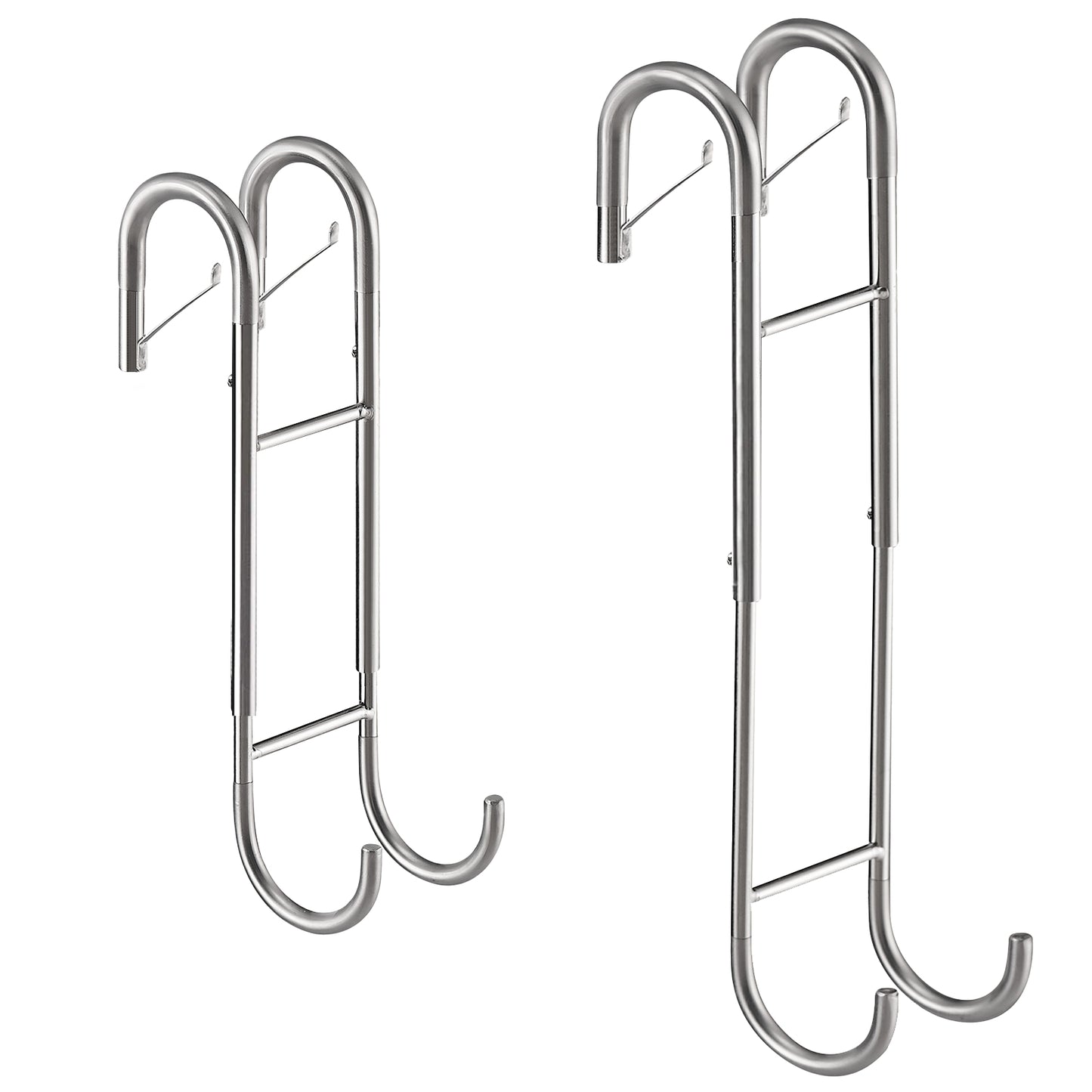 Ofiray-home Shower Door Towel Hooks - 9"~13" Length Adjustable Hook for Frameless Over The Door Glass, Squeegee Holder, Towel Hanger for Bath Suits Rozer Robes Loofahs Shavers, 2-Pack, Stainless Steel
