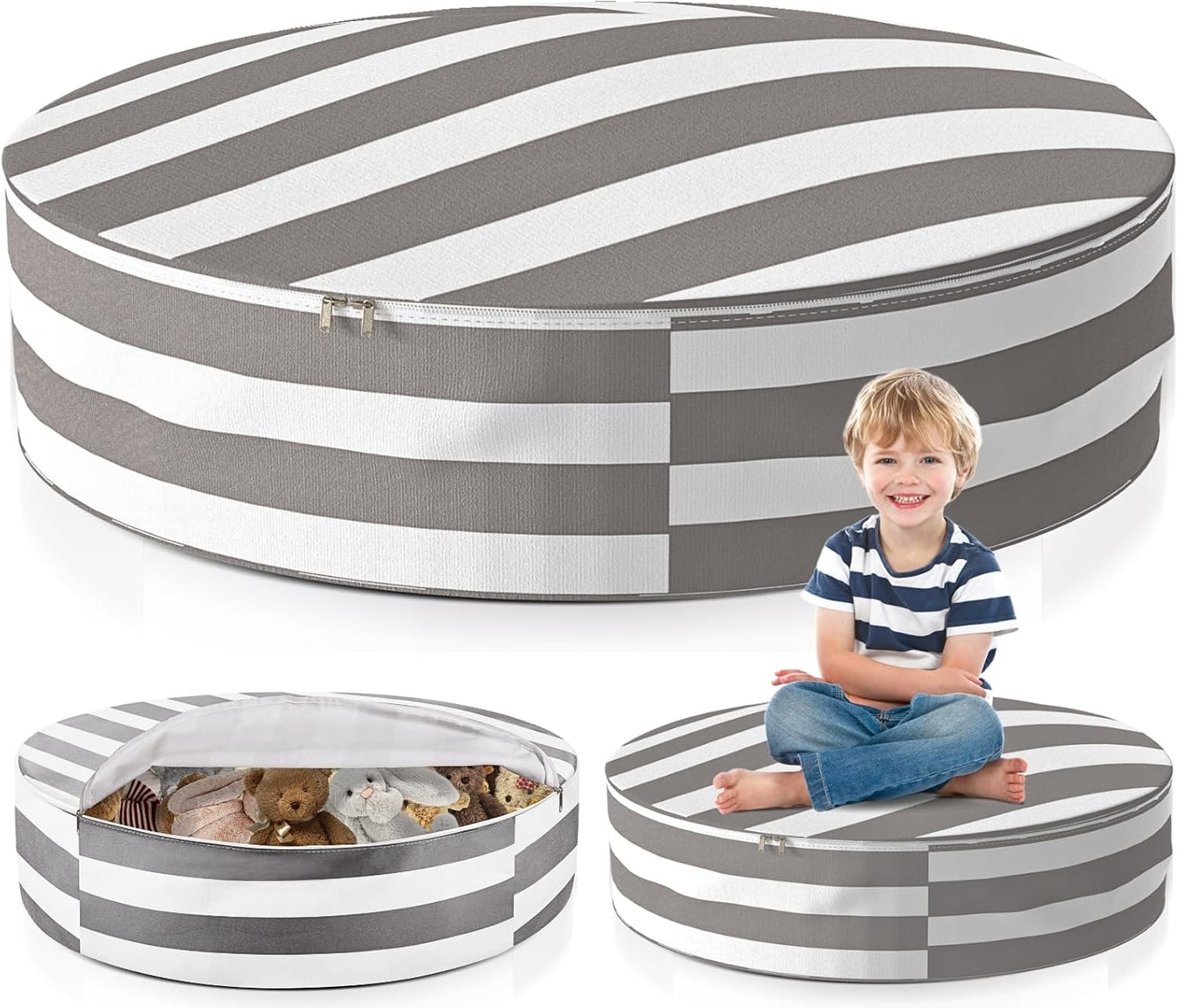 Stuffed Animal Storage Bean Bag Cover for Kids - Organize, Sit, Play & Box Help Promote Comfort and Relaxation - Perfect Playroom & Bedroom Plush Toys Beanbag, Cylinder, Best Gift for Kids