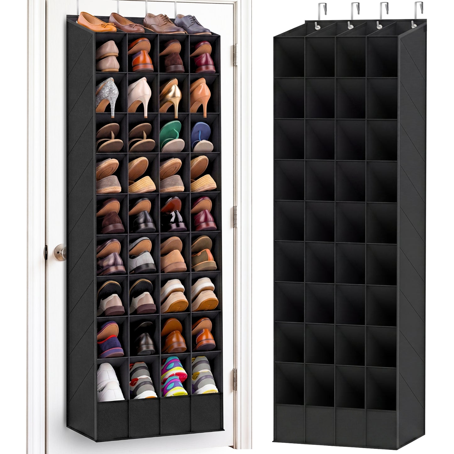 30-40 Pairs Over the Door Shoe Organizer, Large & Deep Pockets Hanging Shoe Rack, Space-Saving Closet Door Organizer Fits Boots,Sneakers or Larger Shoes,Shoe Storage for Bedroom,Small Closet,Entryway