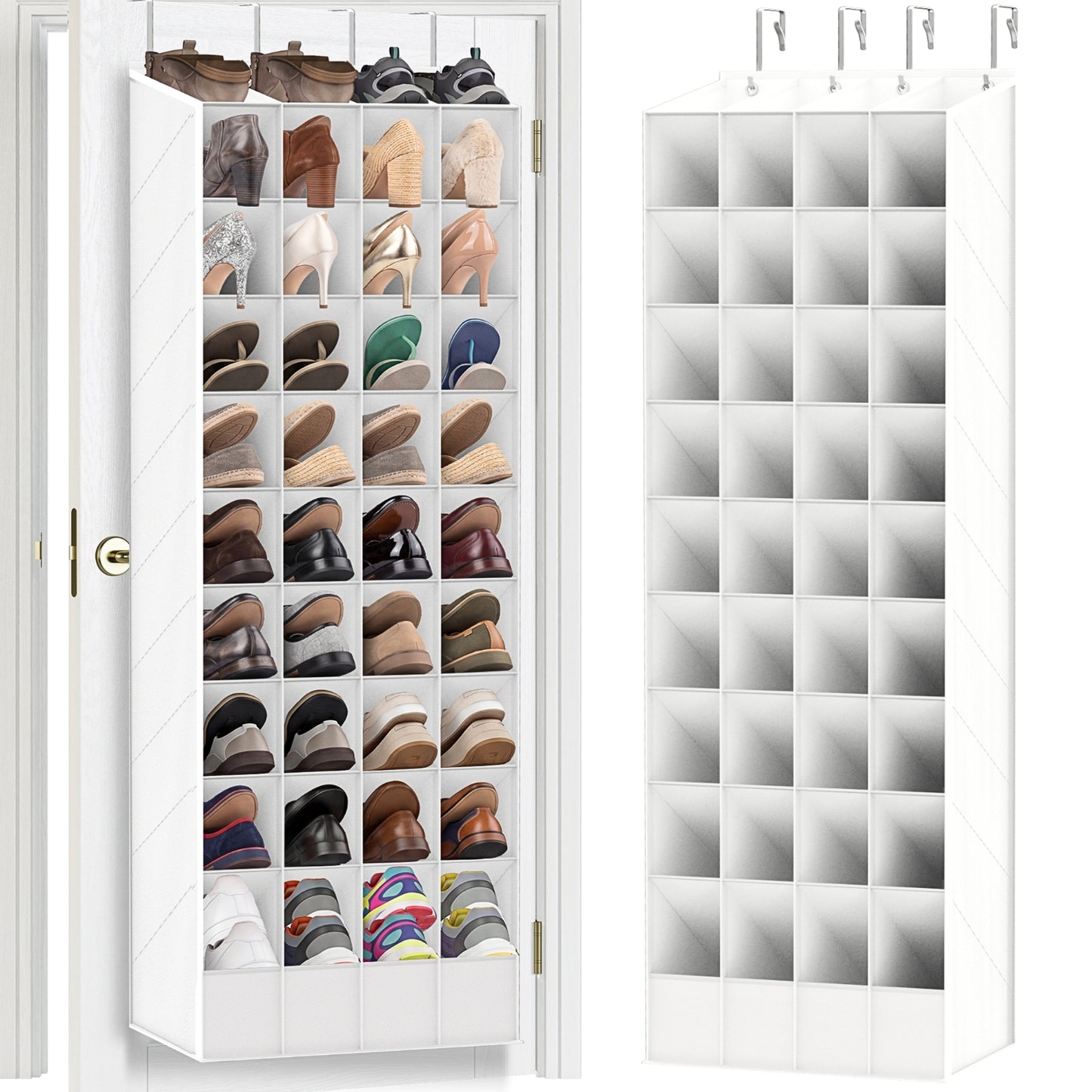 30-40 Pairs Over the Door Shoe Organizer, Large & Deep Pockets Hanging Shoe Rack, Space-Saving Closet Door Organizer Fits Boots,Sneakers or Larger Shoes,Shoe Storage for Bedroom,Small Closet,Entryway