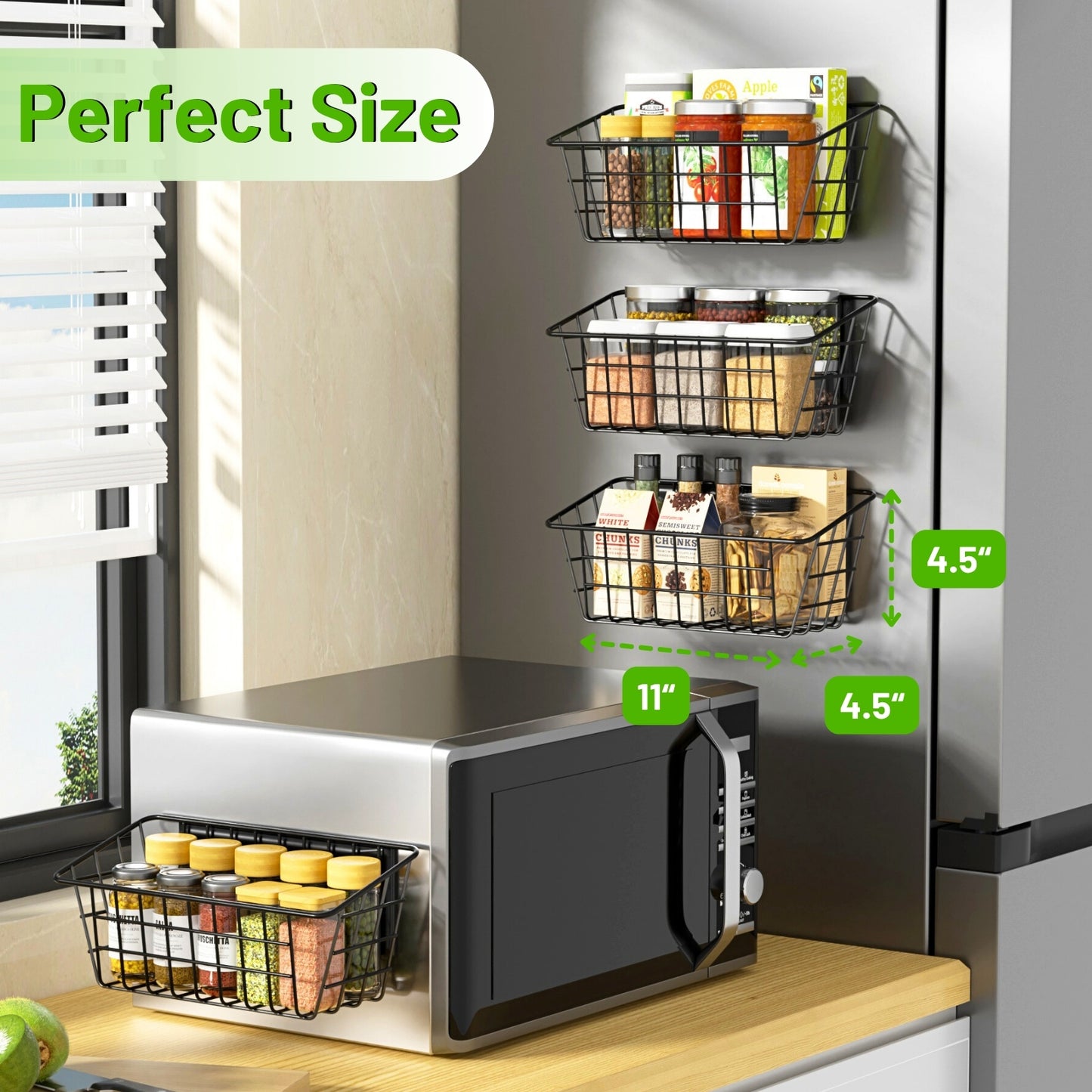 Ofiray-home Magnetic Shelf for Fridge, Seasoning Organizer with Strong Magnets for Kitchen Storage Organization, Moveable Magnetic Spice Rack for Refrigerator, Whiteboard, Kitchen Counter, Cabinet