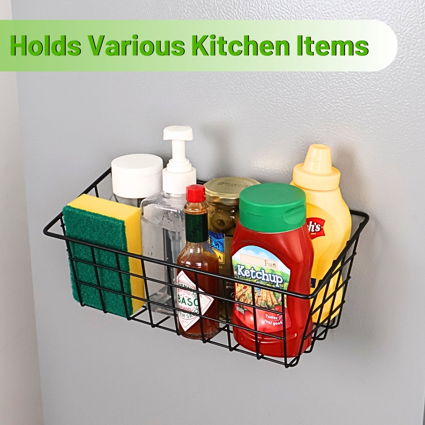 Ofiray-home Magnetic Shelf for Fridge, Seasoning Organizer with Strong Magnets for Kitchen Storage Organization, Moveable Magnetic Spice Rack for Refrigerator, Whiteboard, Kitchen Counter, Cabinet