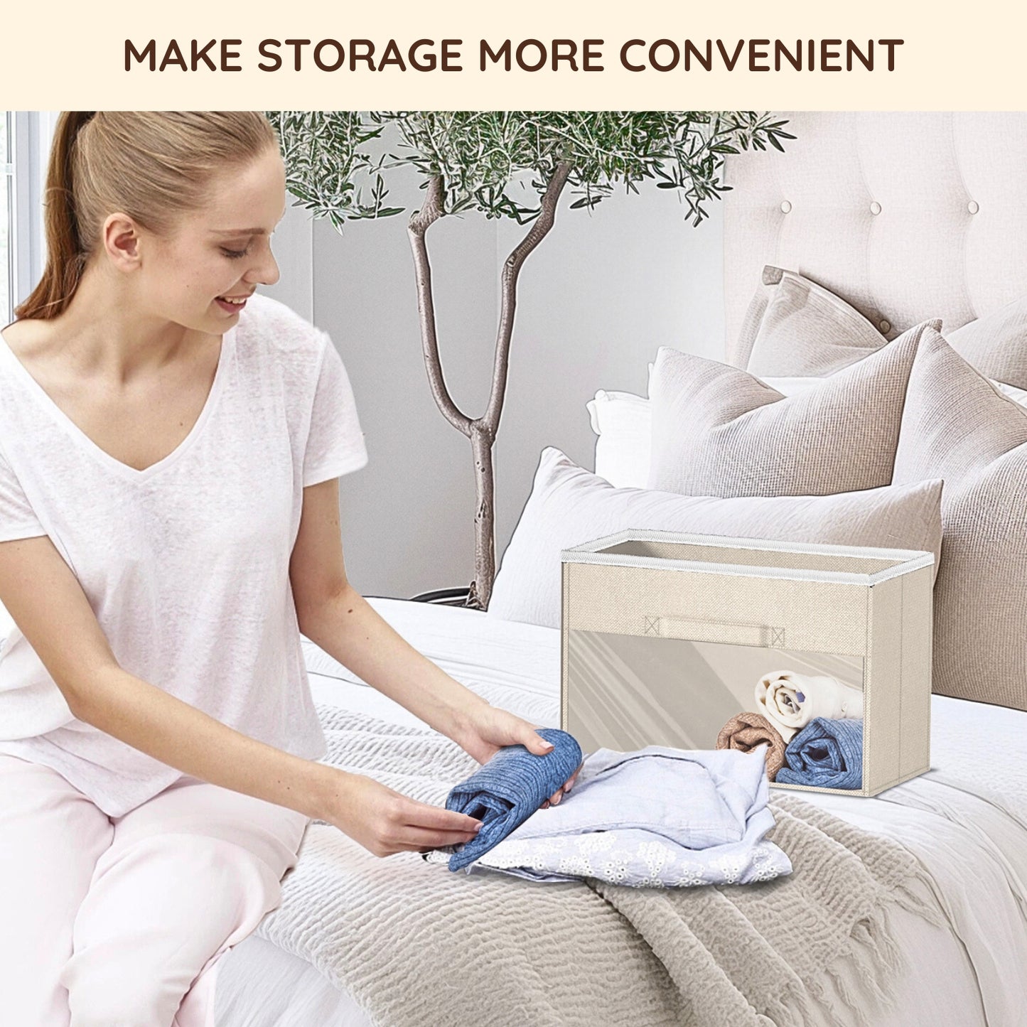 Ofiray-home Hanging Yarn Storage Organizer with 5 Drawers, Over the Door Large Capacity Knitting Organizer Storage&10 Mesh Side Pockets, Hanging Yarn Holder for Knitting Needles, Crochet Hooks- Beige