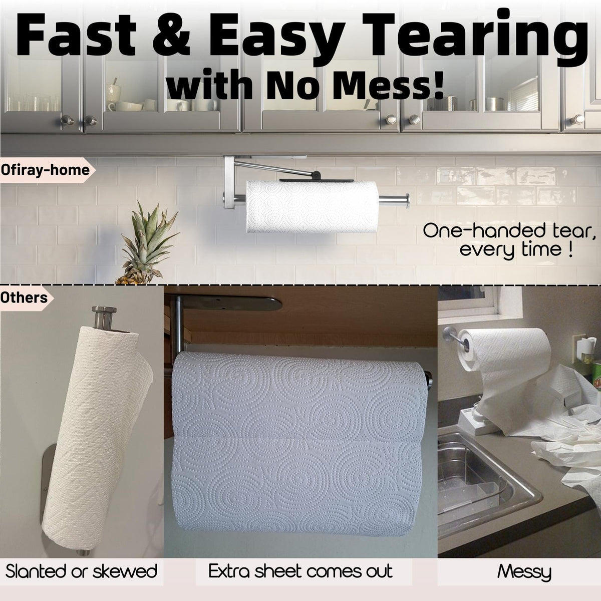 Save Counter Space With This Stainless Steel Paper Towel Holder! Mounts Under Cabinets Or On The Wall. Super Sturdy And Easy To Install.