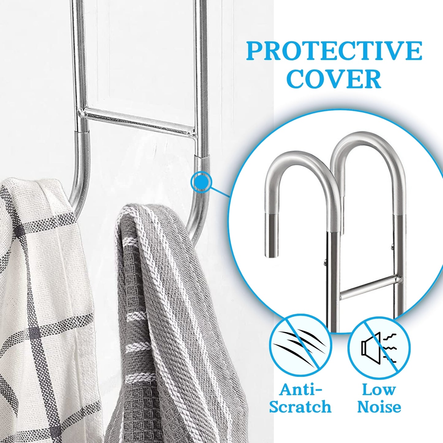 Ofiray-home Shower Door Towel Hooks - 9"~13" Length Adjustable Hook for Frameless Over The Door Glass, Squeegee Holder, Towel Hanger for Bath Suits Rozer Robes Loofahs Shavers, 2-Pack, Stainless Steel