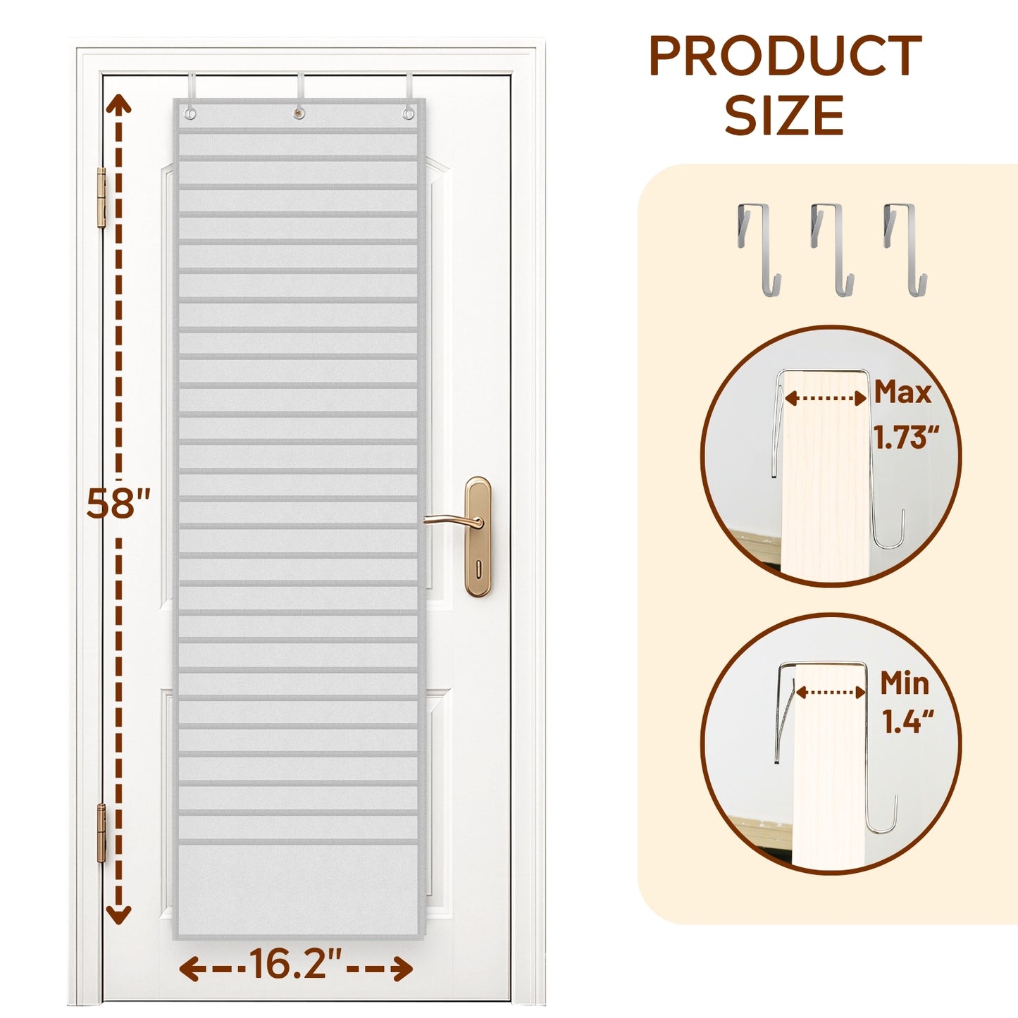 26-Pocket Over The Door File Organizer - Vertical Hanging Storage for Magazines, Documents & Paper, Heavy-Duty Door Organizer for Office, Classroom & Home