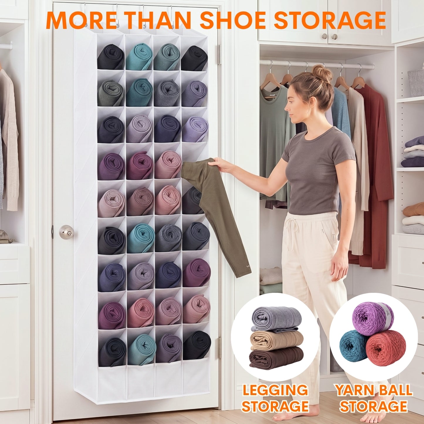 30-40 Pairs Over the Door Shoe Organizer, Large & Deep Pockets Hanging Shoe Rack, Space-Saving Closet Door Organizer Fits Boots,Sneakers or Larger Shoes,Shoe Storage for Bedroom,Small Closet,Entryway