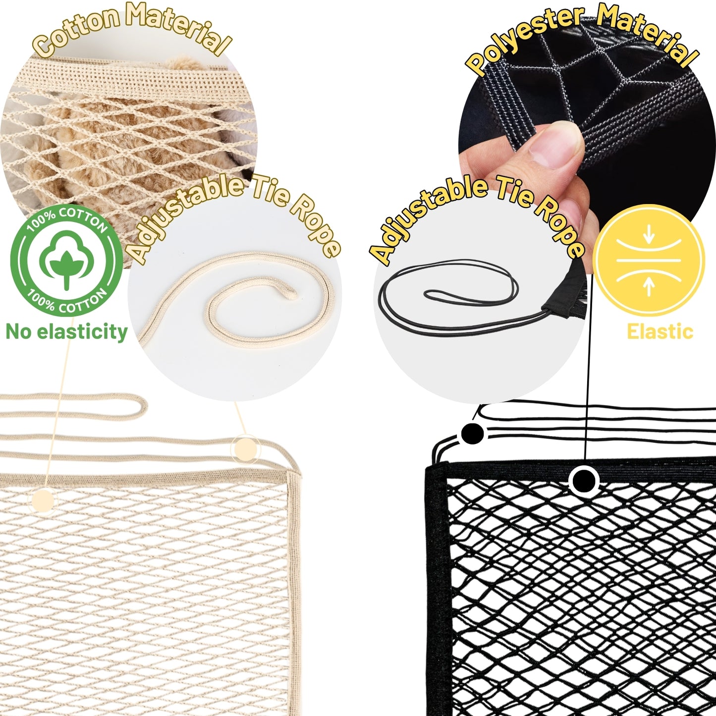 Ofiray-home Stuffed Animal Hammock, Bedside Stuffed Animal Storage Net Corner - Kids Nursery Wall Bedroom Home Decor, Cotton Bedside Toy Organizer Net with Tether, Stretches up to 47.25 In, Beige