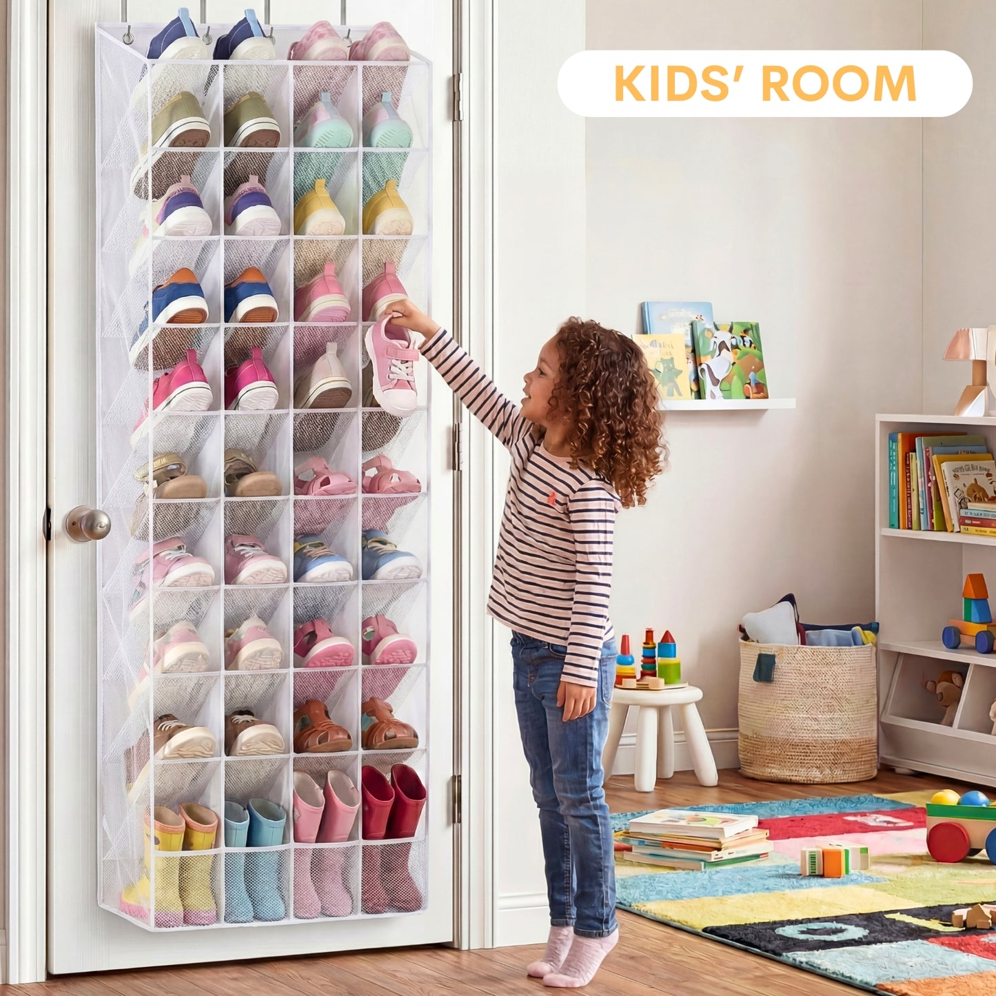 30-40 Pairs Over the Door Shoe Organizer, Clear Large Pockets Hanging Shoe Rack, Space-Saving Closet Door Organizer Fits Boots,Sneakers or Larger Shoes,Shoe Storage for Bedroom,Small Closet,Entryway