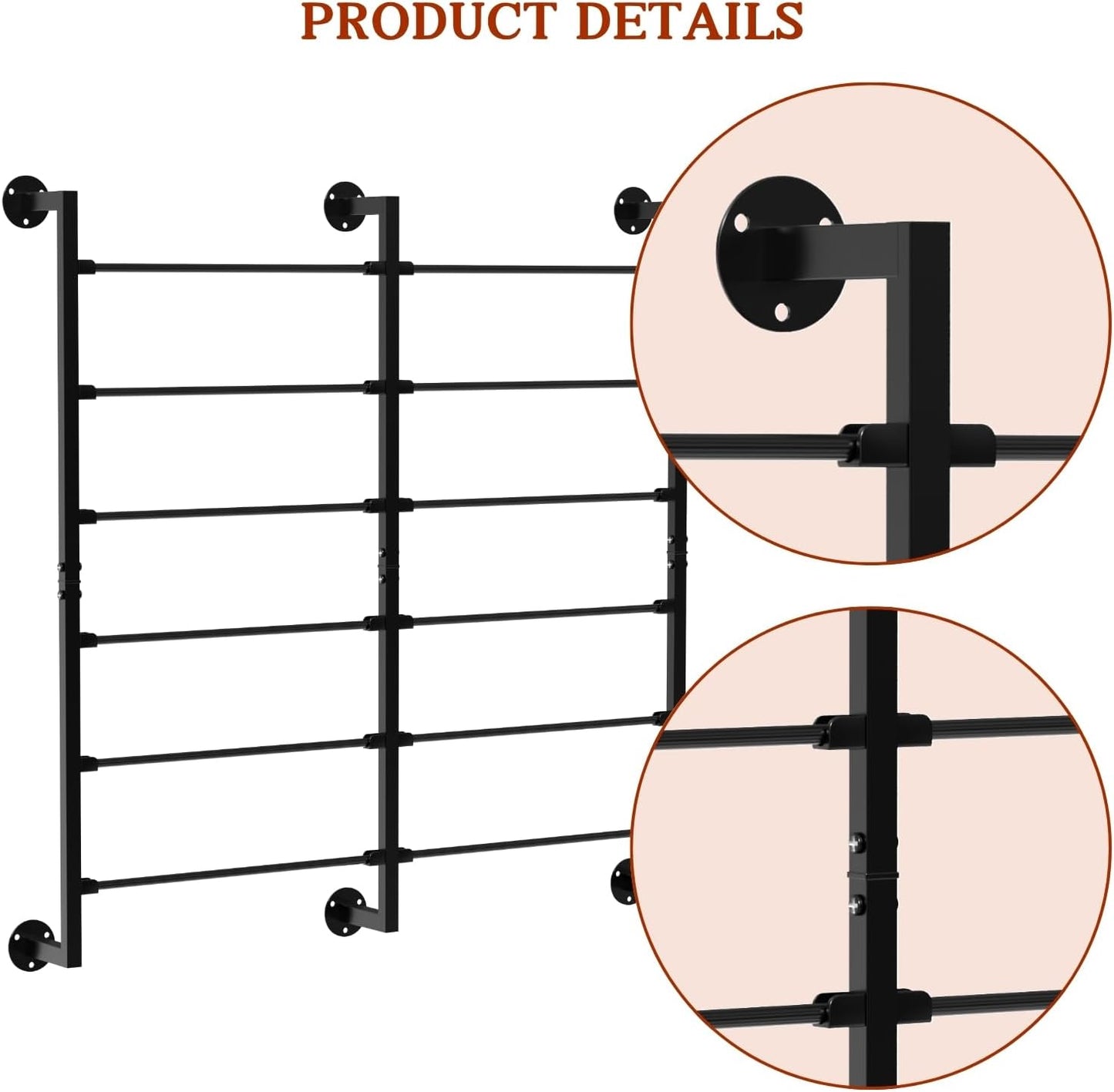 Double 6-Tier Ribbon Storage Organizer, Large Capacity Wall Mount Ribbon Organizer with 12 Removable Rods, Gift Bag Yarn Storage Holder for Craft Room, Flower Shop, DIY Supplies - Metal