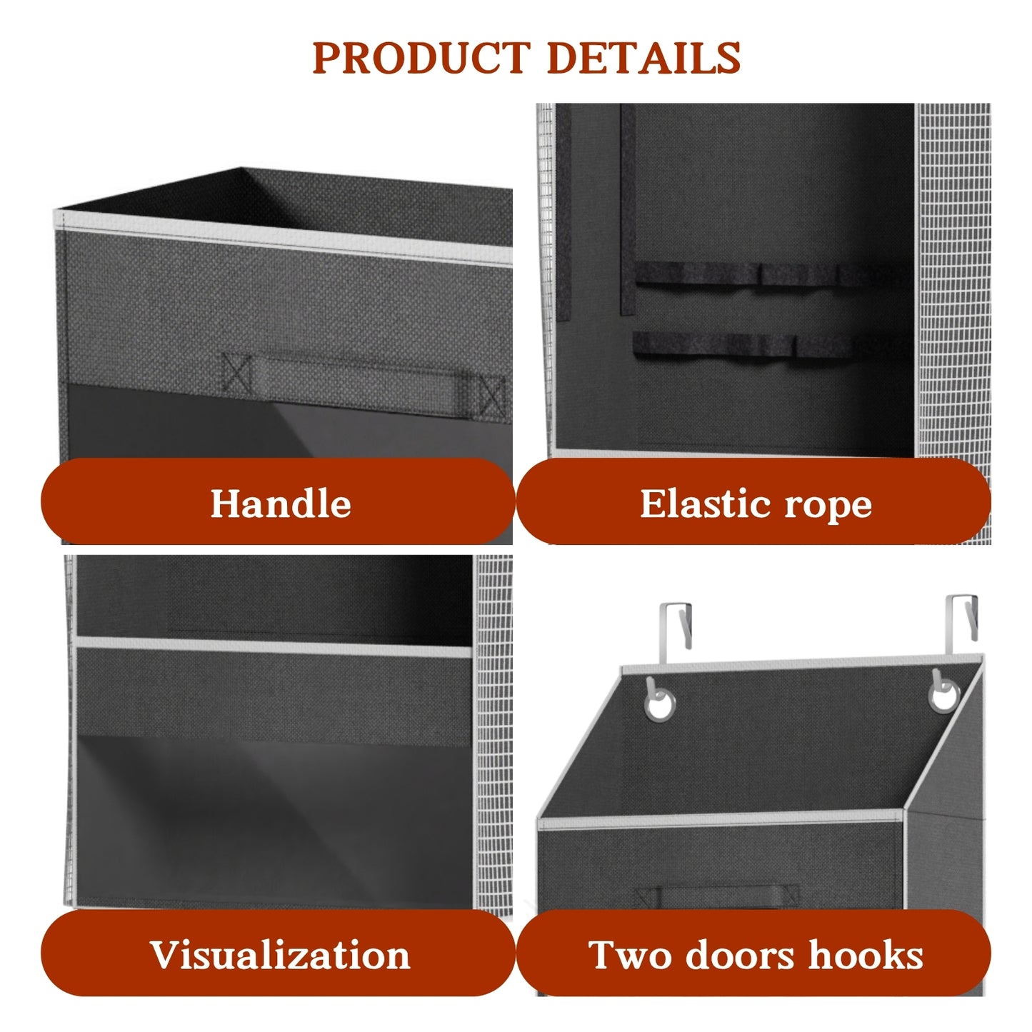 Over Door Wrapping Paper Organizer Storage with 3 Removable Drawers & Side Pockets – Dual Use Design with Elastic Straps – Christmas Gift Wrap Storage for Ribbons, Bows, Ornament and Other Tools