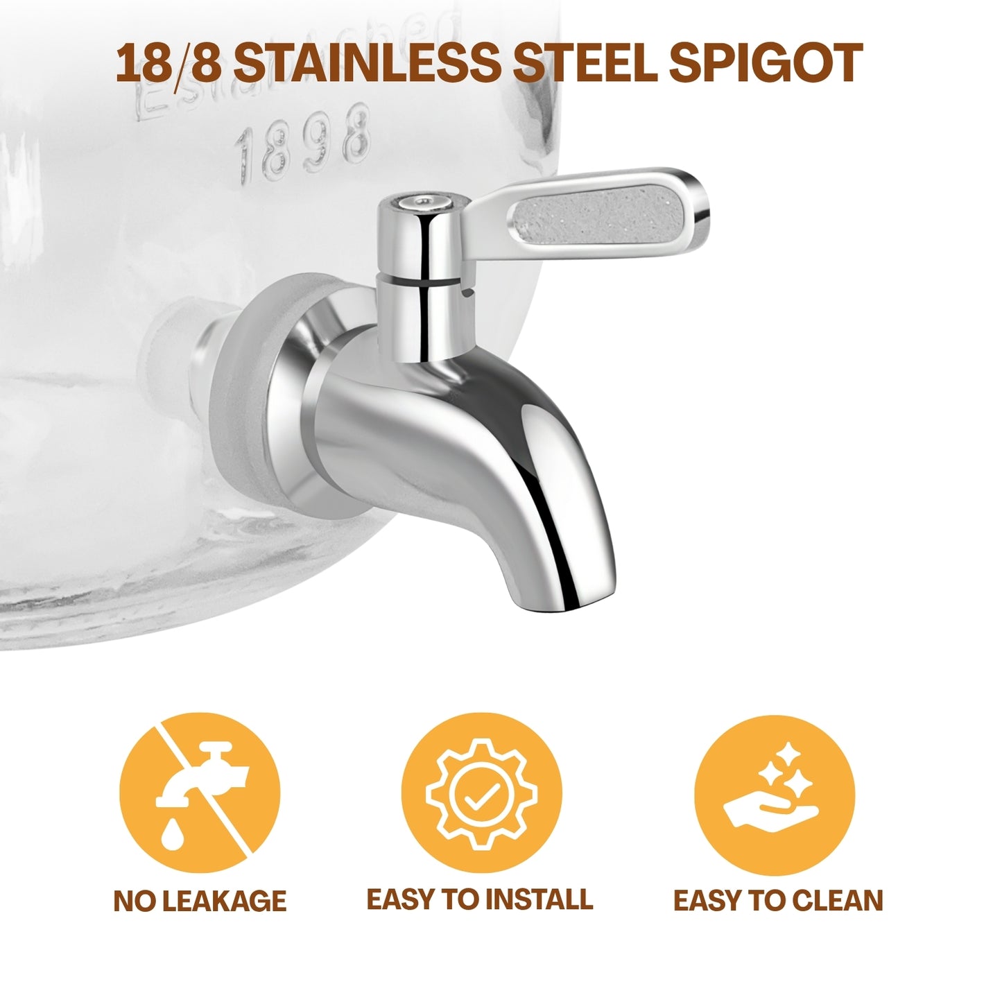 1 Gallon Drink Dispenser for Parties, 2 Pack Glass Beverage Dispenser with Solid Wood Stand, Stainless Steel Spigot, Leakproof Drink Dispenser with Chalkboard Labels for Lemonade, Juice, Tea & Picnic