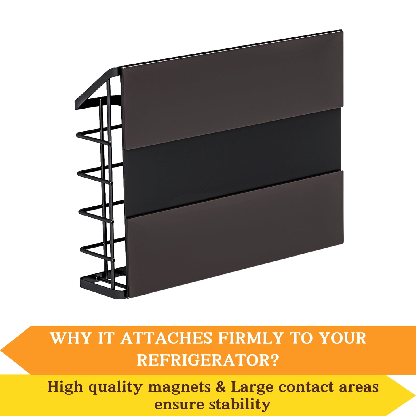 Magnetic Shelf for Fridge, 3 Pack Metal Fridge Organizer Baskets, Magnetic Cup Holder for Refrigerator, Fruit & Snack Storage, Magnetic Bin for Potatoes, Letters, Magazines, Kitchen & Laundry Room